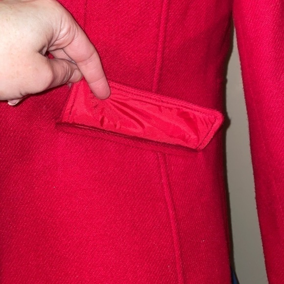 Talbots women’s coat 8 medium jacket Red wool blend jacket peacoat red button up - Picture 3 of 9